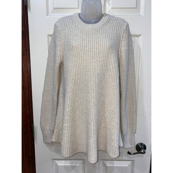 New Athleta Sierra Crew Neck Sweater Pullover Swing Coconut Cream Ivory Ribbed K - Picture 7 of 8
